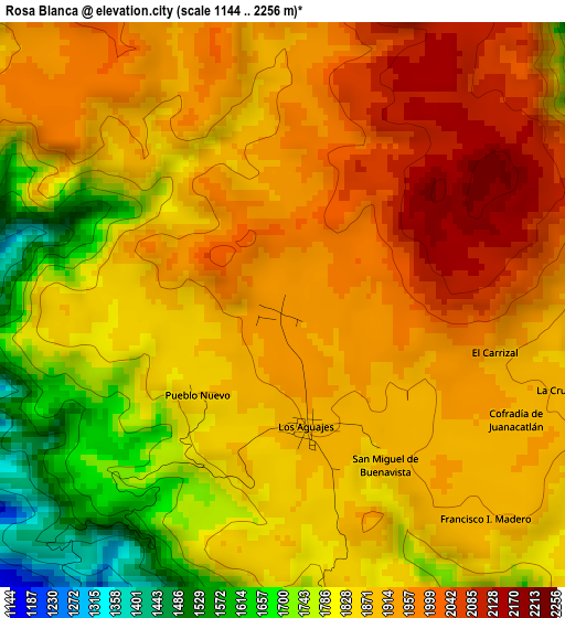 Rosa Blanca elevation map