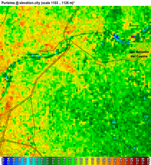 Purísima elevation map