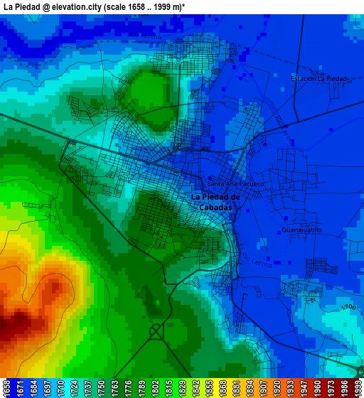 La Piedad elevation map