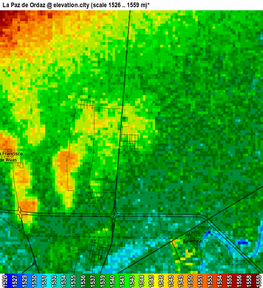 La Paz de Ordaz elevation map