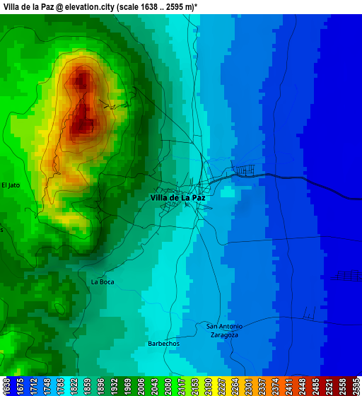 Villa de la Paz elevation map