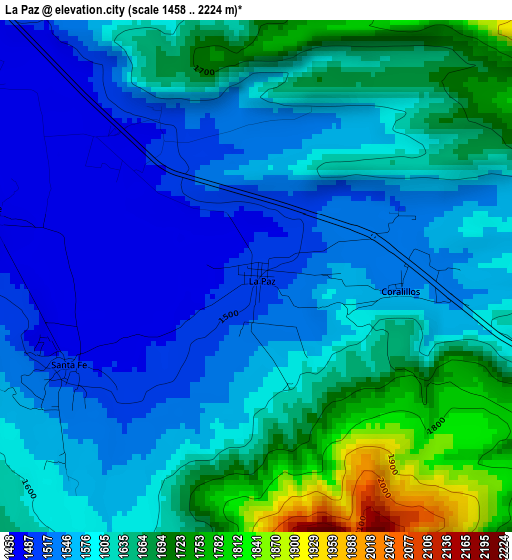 La Paz elevation map