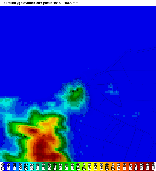 La Palma elevation map