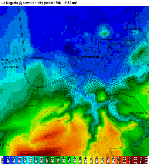 La Negreta elevation map