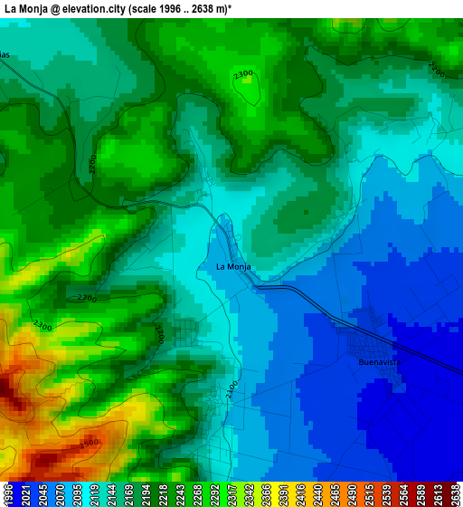 La Monja elevation map