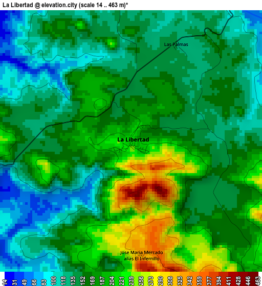 La Libertad elevation map