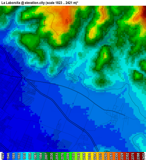 La Laborcita elevation map