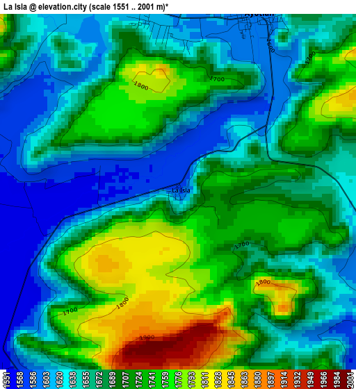 La Isla elevation map