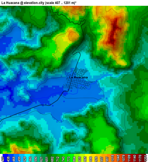 La Huacana elevation map