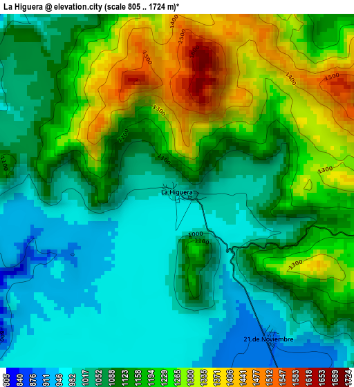 La Higuera elevation map
