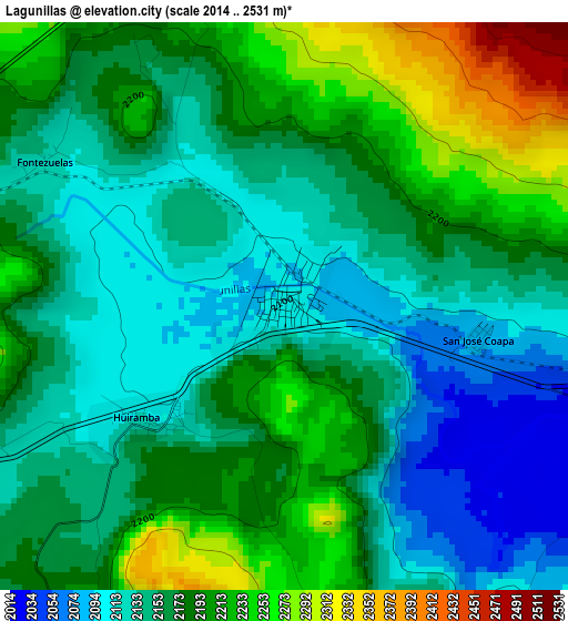 Lagunillas elevation map