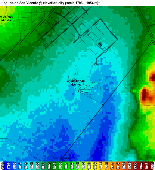 Laguna de San Vicente elevation map