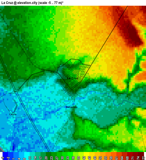 La Cruz elevation map