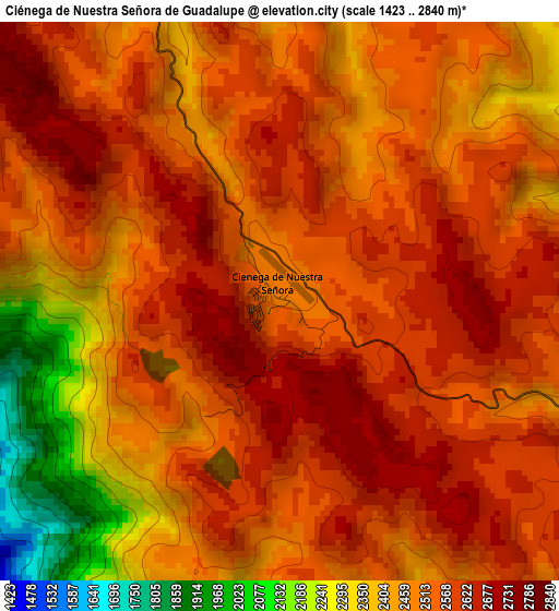 Ciénega de Nuestra Señora de Guadalupe elevation map