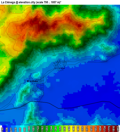 La Ciénega elevation map