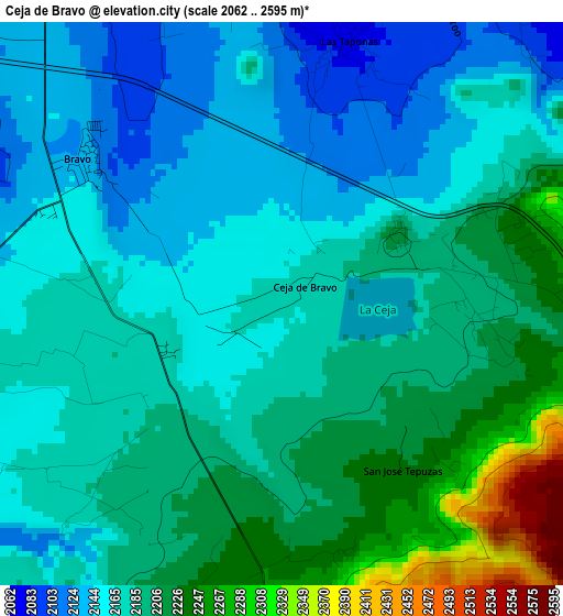 Ceja de Bravo elevation map