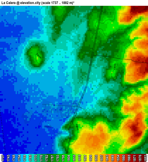 La Calera elevation map