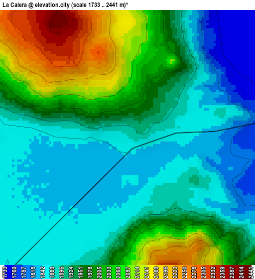 La Calera elevation map