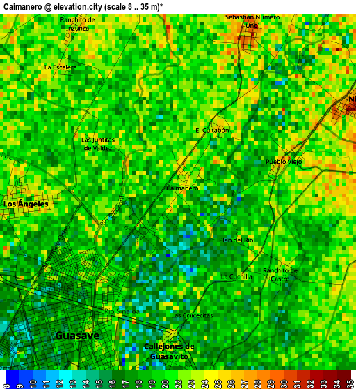 Caimanero elevation map