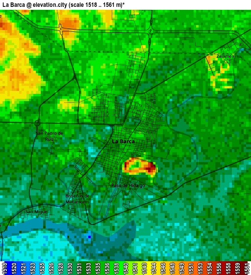 La Barca elevation map