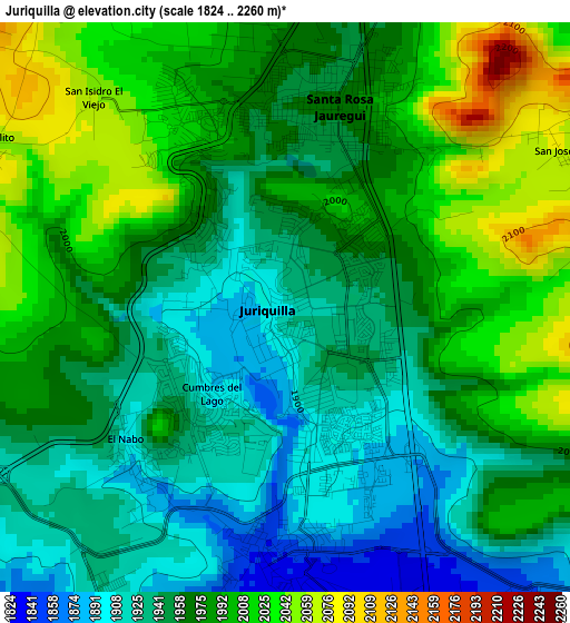 Juriquilla elevation map