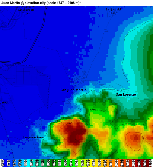 Juan Martín elevation map