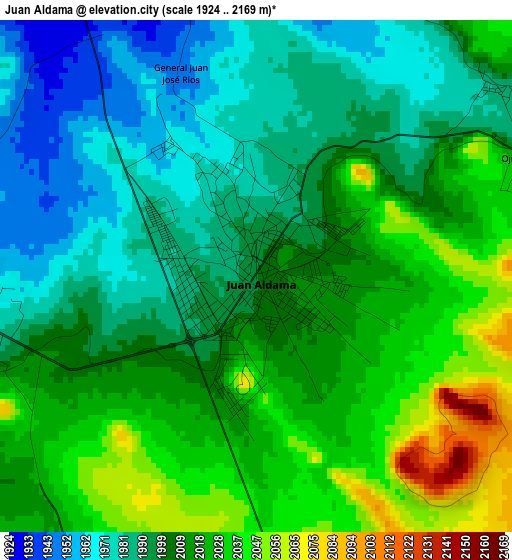 Juan Aldama elevation map