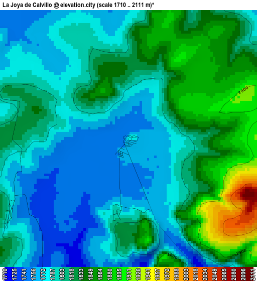 La Joya de Calvillo elevation map