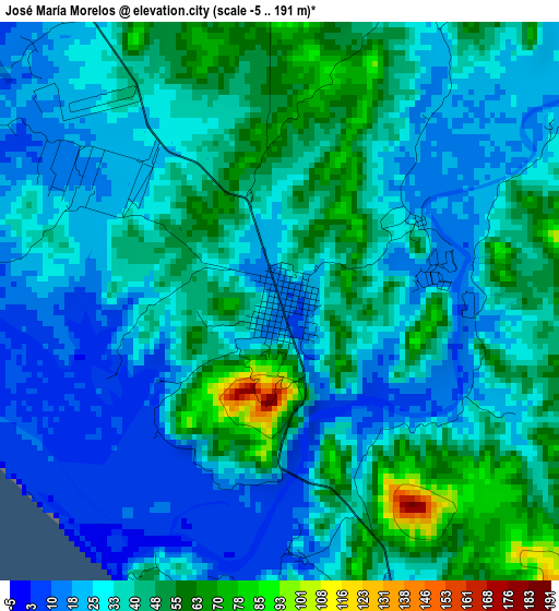 José María Morelos elevation map