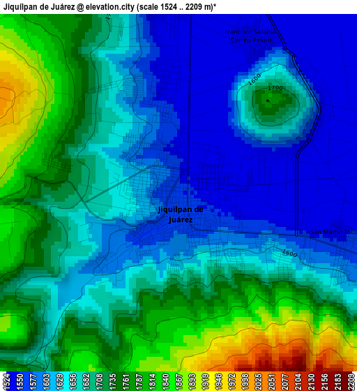 Jiquílpan de Juárez elevation map