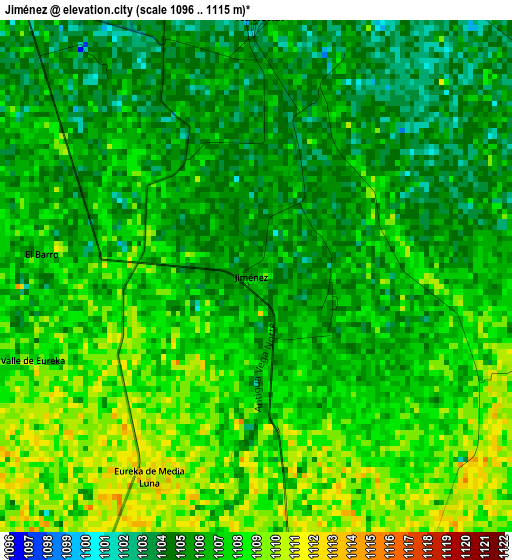 Jiménez elevation map