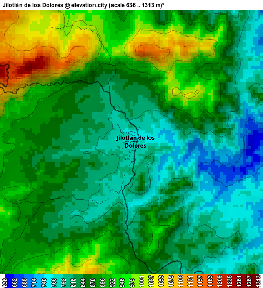 Jilotlán de los Dolores elevation map