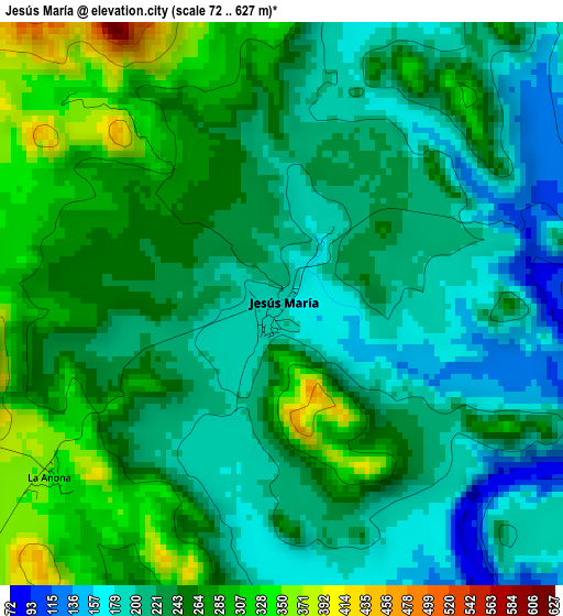 Jesús María elevation map