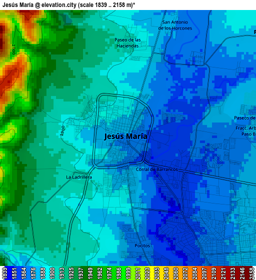 Jesús María elevation map