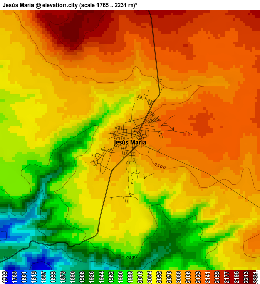 Jesús María elevation map