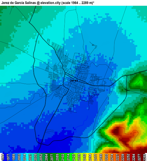 Jerez de García Salinas elevation map