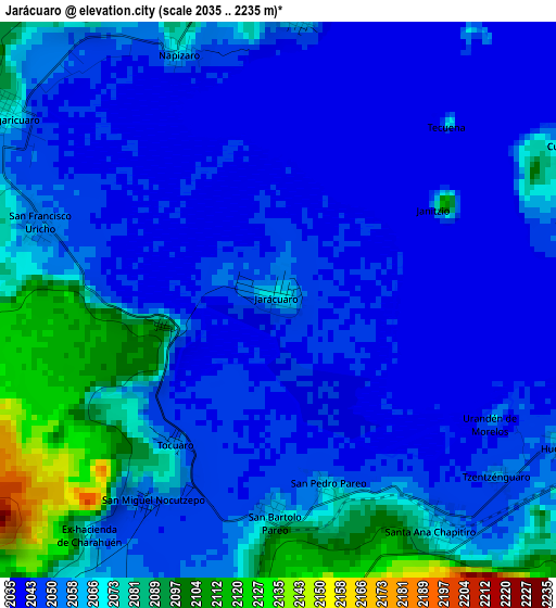 Jarácuaro elevation map