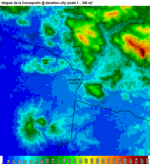 Ixtapan de la Concepción elevation map