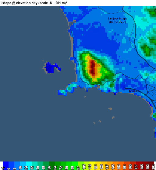 Ixtapa elevation map