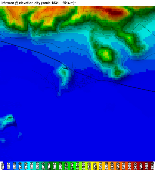 Irámuco elevation map