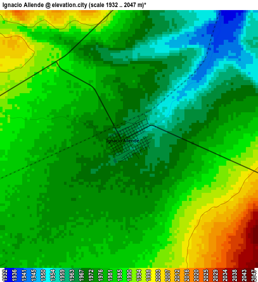 Ignacio Allende elevation map