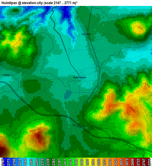 Huimilpan elevation map