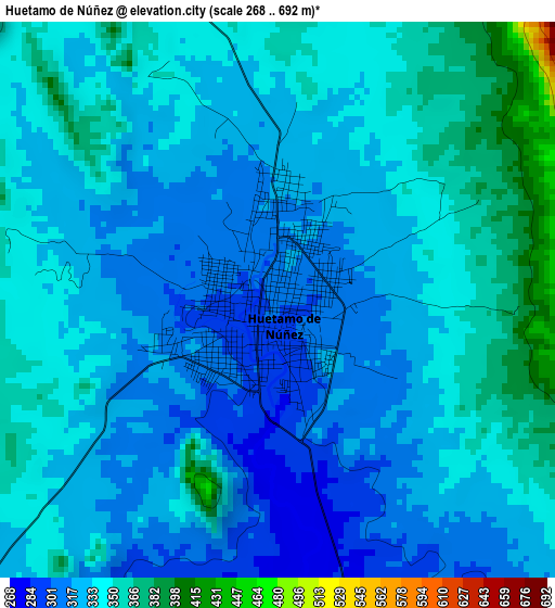 Huetamo de Núñez elevation map