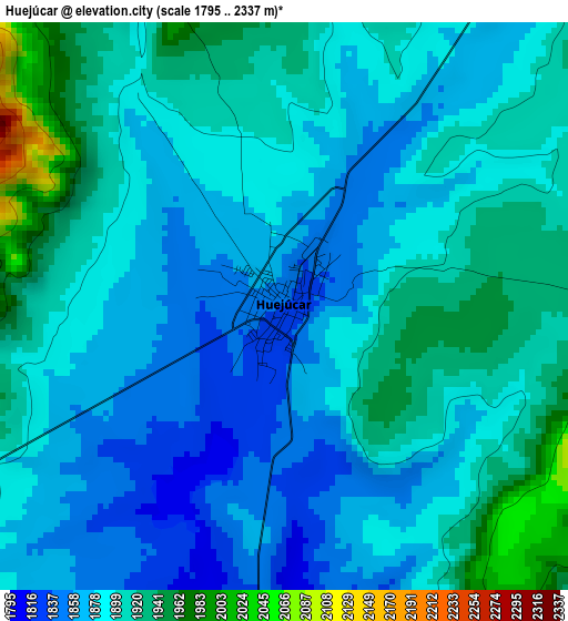 Huejúcar elevation map