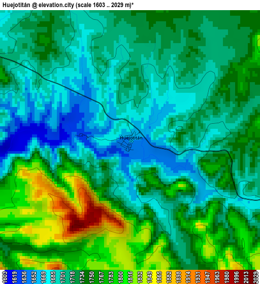 Huejotitán elevation map