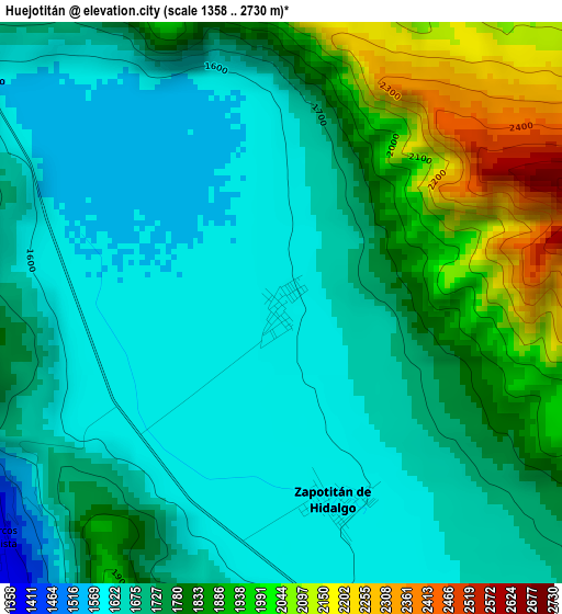 Huejotitán elevation map