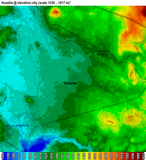 Huaxtla elevation map
