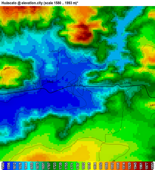 Huáscato elevation map