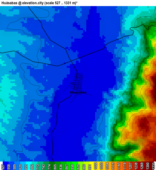 Huásabas elevation map