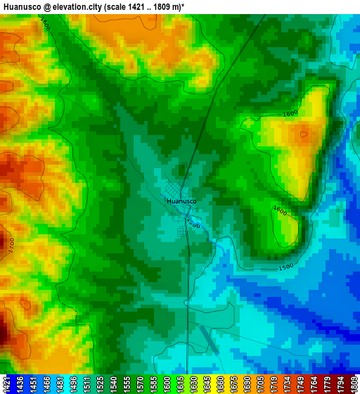 Huanusco elevation map